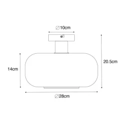 Smart plafondlamp zwart met smoke glas incl. Wifi A60 - Bizle