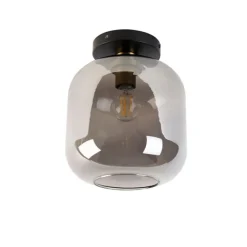 Smart plafondlamp zwart met goud en smoke glas incl. Wifi A60 - Zuzanna