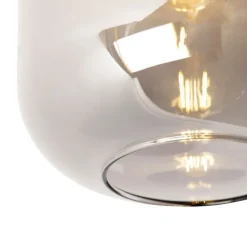 Smart plafondlamp zwart met goud en smoke glas incl. Wifi A60 - Zuzanna