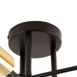 Smart plafondlamp zwart met goud 6-lichts incl. Wifi G95 - Sydney