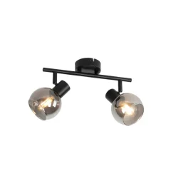 Smart plafondlamp zwart met smoke glas incl. 2 Wifi P45 - Vidro