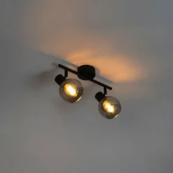 Smart plafondlamp zwart met smoke glas incl. 2 Wifi P45 - Vidro