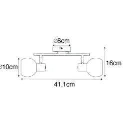 Smart plafondlamp zwart met smoke glas incl. 2 Wifi P45 - Vidro