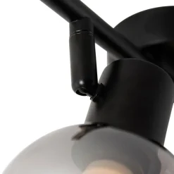 Smart plafondlamp zwart met smoke glas incl. 2 Wifi P45 - Vidro