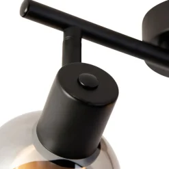 Smart plafondlamp zwart met smoke glas incl. 2 Wifi P45 - Vidro