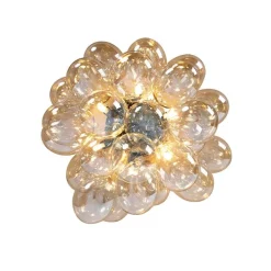 Smart plafondlamp zwart met amber glas 6-lichts incl. 6 Wifi G9 - Uvas