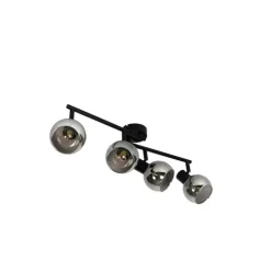 Smart plafondlamp zwart met smoke glas incl. 4 Wifi P45 - Vidro