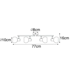 Smart plafondlamp zwart met smoke glas incl. 4 Wifi P45 - Vidro