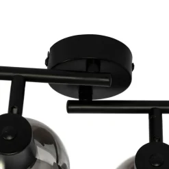 Smart plafondlamp zwart met smoke glas incl. 4 Wifi P45 - Vidro