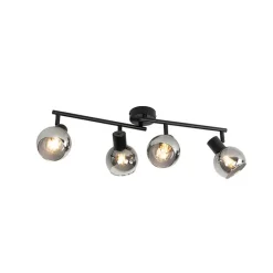 Smart plafondlamp zwart met smoke glas incl. 4 Wifi P45 - Vidro