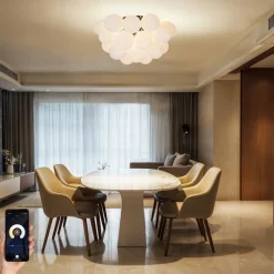 Smart plafondlamp zwart met opaal glas 6-lichts incl. 6 Wifi G9 - Uvas