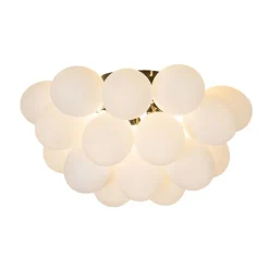 Smart plafondlamp zwart met opaal glas 6-lichts incl. 6 Wifi G9 - Uvas