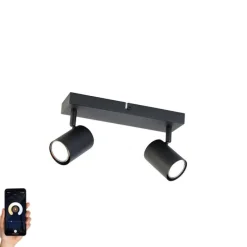 Smart plafondlamp zwart rechthoekig incl. 2 Wifi GU10 - Jeana