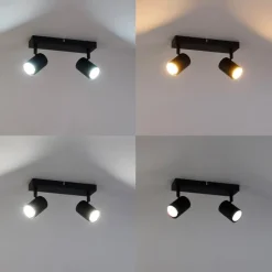 Smart plafondlamp zwart rechthoekig incl. 2 Wifi GU10 - Jeana