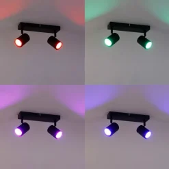 Smart plafondlamp zwart rechthoekig incl. 2 Wifi GU10 - Jeana