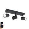 Smart plafondlamp zwart rechthoekig incl. 3 Wifi GU10 - Jeana