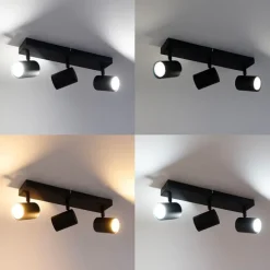 Smart plafondlamp zwart rechthoekig incl. 3 Wifi GU10 - Jeana