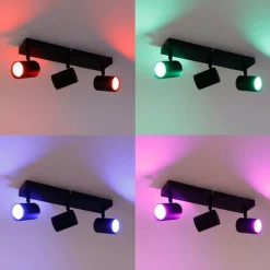 Smart plafondlamp zwart rechthoekig incl. 3 Wifi GU10 - Jeana