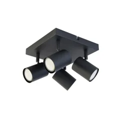 Smart plafondlamp zwart vierkant incl. 4 Wifi GU10 - Jeana