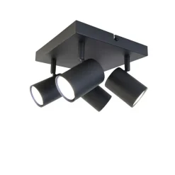 Smart plafondlamp zwart vierkant incl. 4 Wifi GU10 - Jeana