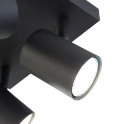 Smart plafondlamp zwart vierkant incl. 4 Wifi GU10 - Jeana