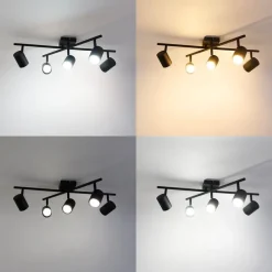 Smart plafondlamp zwart vierkant incl. 5 Wifi GU10 - Jeana