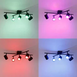 Smart plafondlamp zwart vierkant incl. 5 Wifi GU10 - Jeana