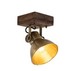 Smart plafondspot brons met hout 18 cm incl. Wifi A60 - Mangoes