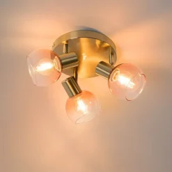 Smart plafondspot goud met roze glas incl. 3 Wifi P45 - Vidro