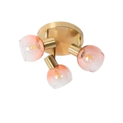 Smart plafondspot goud met roze glas incl. 3 Wifi P45 - Vidro