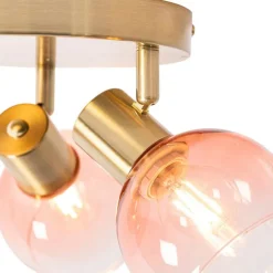 Smart plafondspot goud met roze glas incl. 3 Wifi P45 - Vidro