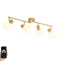Smart Plafondspot goud met opaal glas 4-lichts verstelbaar incl. 4 Wifi P45 - Anouk