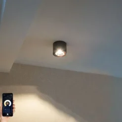Smart plafondspot zwart draai- en kantelbaar incl. Wifi GU10 111mm - Rondoo Up