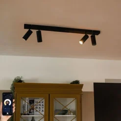 Smart plafondspot zwart 4-lichts verstelbaar incl. 4 Wifi GU10 50mm - Renna