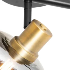 Smart plafondspot zwart met smoke glas langwerpig incl. 3 Wifi P45 - Zuzanna