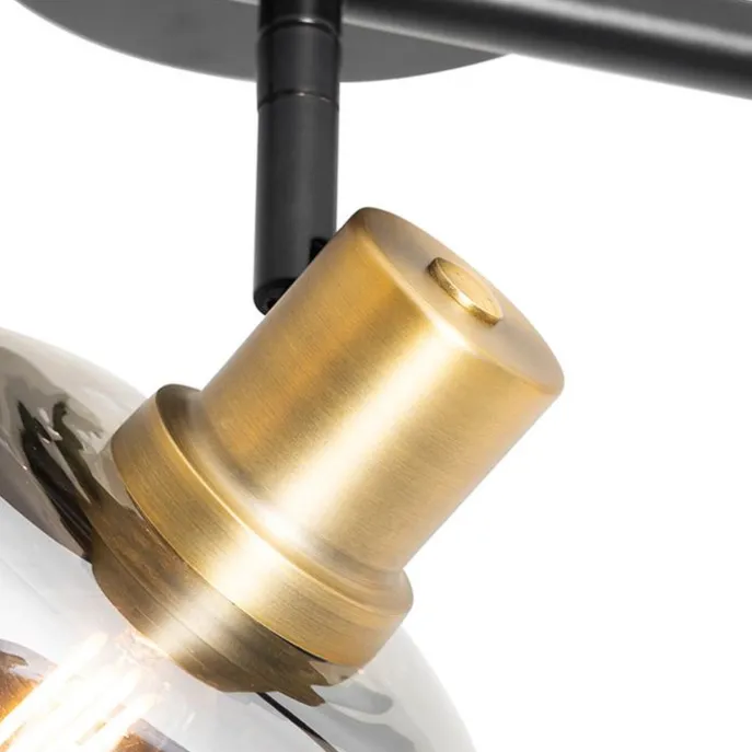 Smart plafondspot zwart met smoke glas langwerpig incl. 3 Wifi P45 - Zuzanna