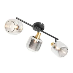 Smart plafondspot zwart met smoke glas langwerpig incl. 3 Wifi P45 - Zuzanna