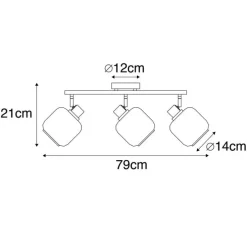 Smart plafondspot zwart met smoke glas langwerpig incl. 3 Wifi P45 - Zuzanna