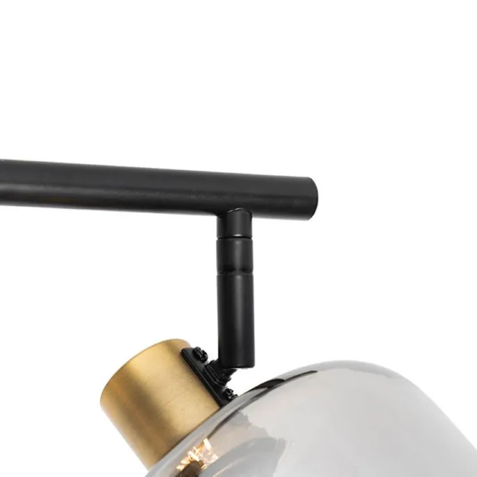 Smart plafondspot zwart met smoke glas langwerpig incl. 3 Wifi P45 - Zuzanna