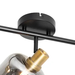 Smart plafondspot zwart met smoke glas langwerpig incl. 3 Wifi P45 - Zuzanna