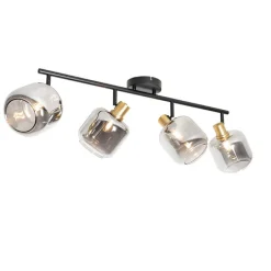 Smart Plafondspot zwart met goud met smoke glas 4-lichts incl. 4 Wifi P45 - Zuzanna