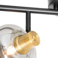 Smart Plafondspot zwart met goud met smoke glas 4-lichts incl. 4 Wifi P45 - Zuzanna