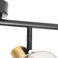 Smart Plafondspot zwart met goud met smoke glas 4-lichts incl. 4 Wifi P45 - Zuzanna
