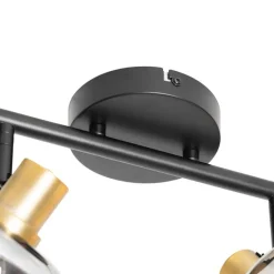 Smart Plafondspot zwart met goud met smoke glas 4-lichts incl. 4 Wifi P45 - Zuzanna