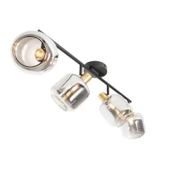 Smart Plafondspot zwart met goud met smoke glas 4-lichts incl. 4 Wifi P45 - Zuzanna