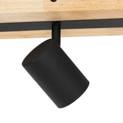 Smart plafondspot zwart met hout 3-lichts draai- en kantelbaar incl. Wifi GU10 50mm - Jeana