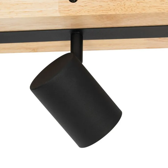 Smart plafondspot zwart met hout 3-lichts draai- en kantelbaar incl. Wifi GU10 50mm - Jeana