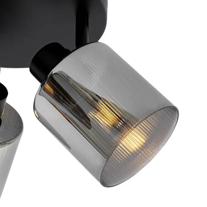 Smart plafondspot zwart met smoke glas rond 3-lichts verstelbaar incl. 3 wifi A60 - Laura