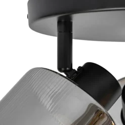 Smart plafondspot zwart met smoke glas rond 3-lichts verstelbaar incl. 3 wifi A60 - Laura