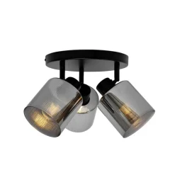 Smart plafondspot zwart met smoke glas rond 3-lichts verstelbaar incl. 3 wifi A60 - Laura